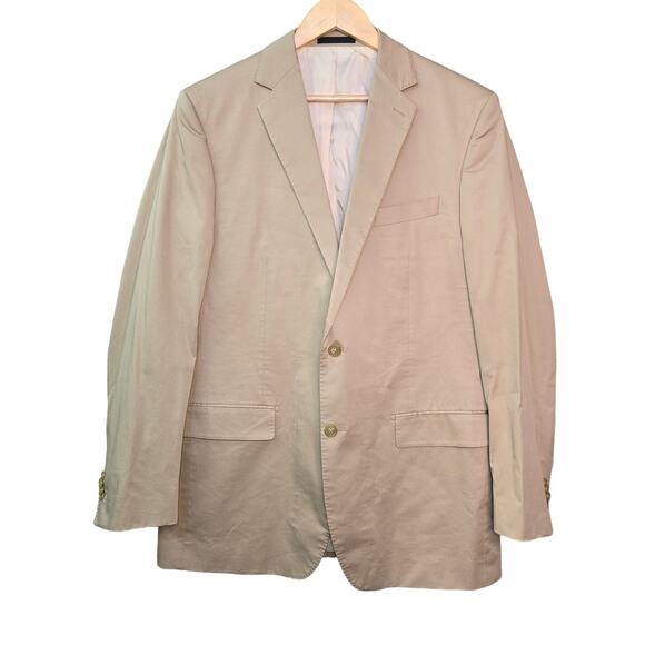 Paul Betenly Blazer Jacket Mens 42L Tan Beige 2 Button Front Preppy Sport Coat - Picture 1 of 16